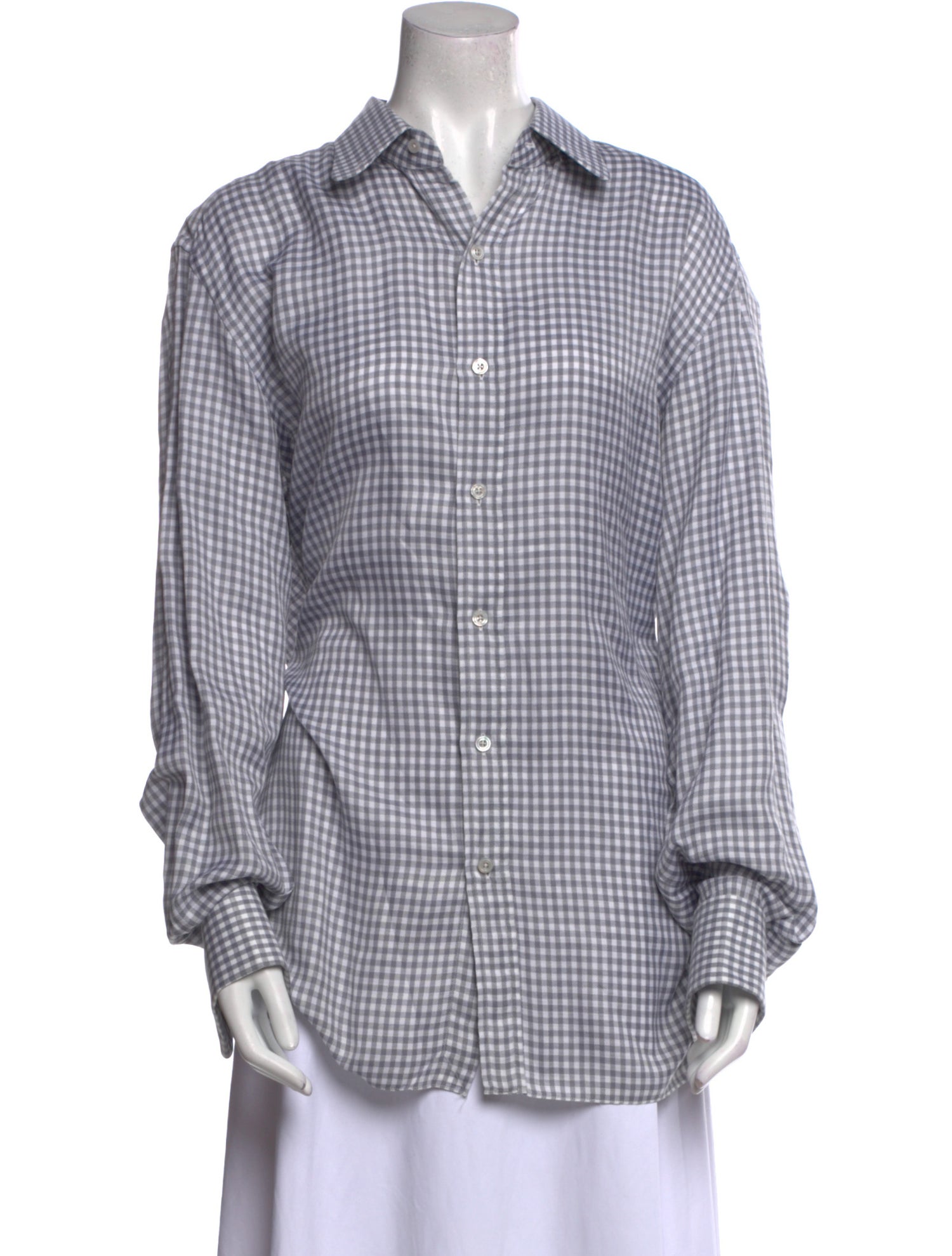 Tom Ford Plaid Print Long Sleeve Button-Up Top
